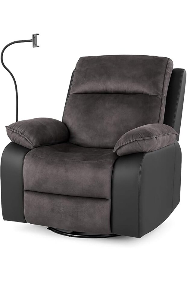 Dark Grey & Black Recliner Chair for Living Room