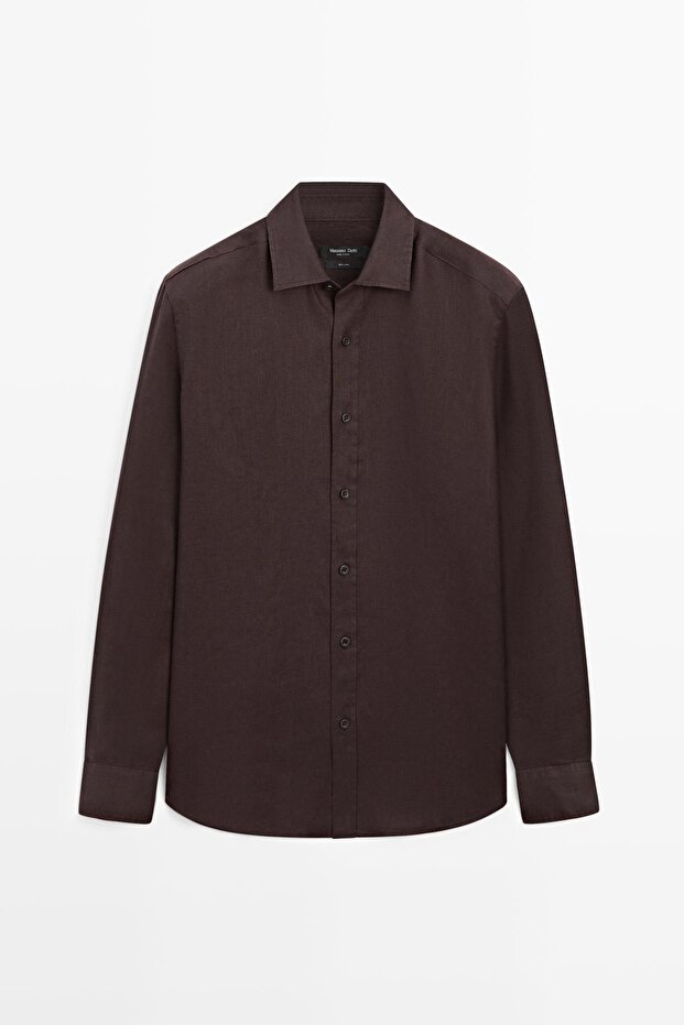 %100 keten regular fit gömlek - 5