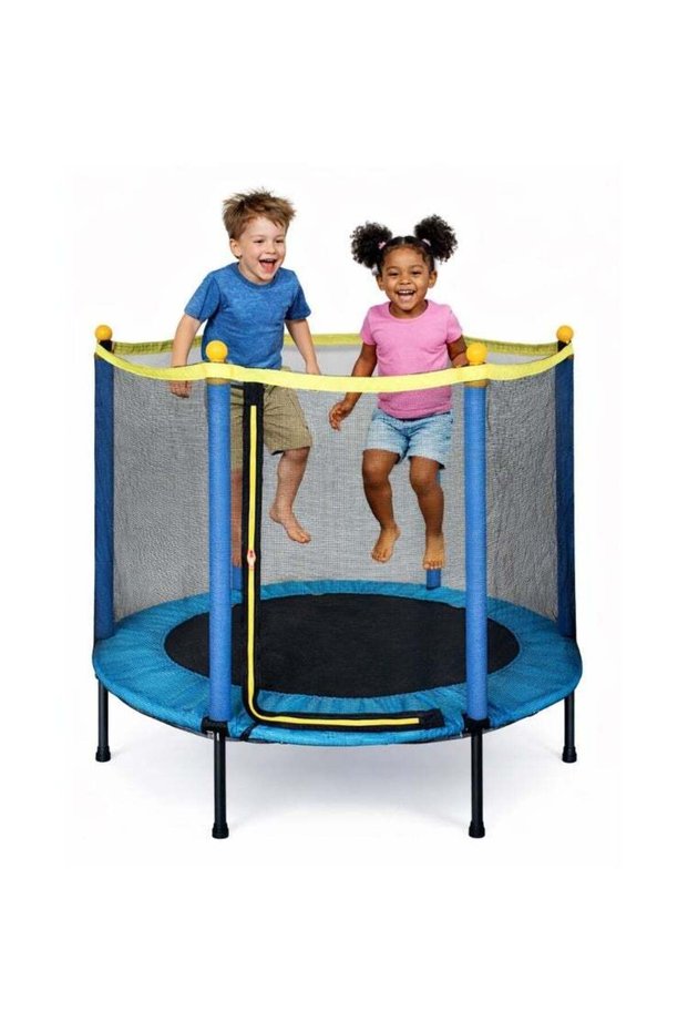 Kids Jumping Trampoline with Safety Net Enclosure, Reinforced Metal Legs, Foam Wrapped Poles, Durabl
