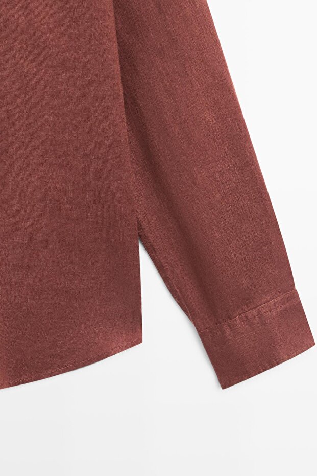 %100 keten regular fit gömlek - 7