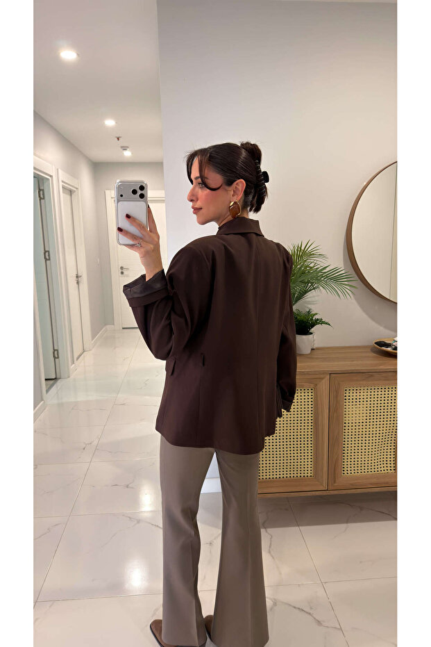 Farrah Brown Belted Blazer Jacket - 5