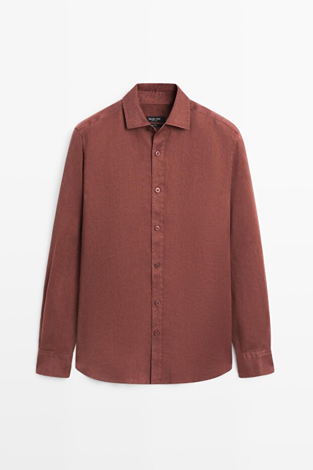 %100 keten regular fit gömlek - 5