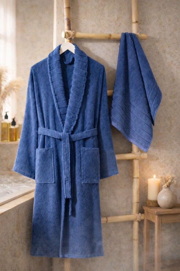Fluffy 2-Piece Towel Bathrobe Set | Cotton | Embroidered | Dowry Set |