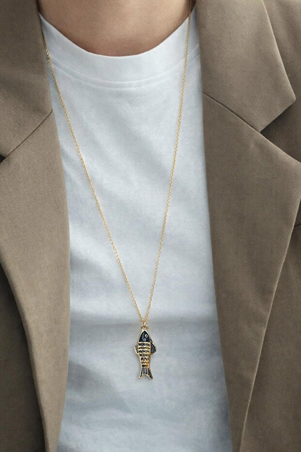 Balık Uçlu Çelik Kolye - 3