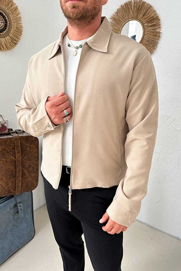 REGULAR FIT KUMAŞ CEKET - BEJ - 5