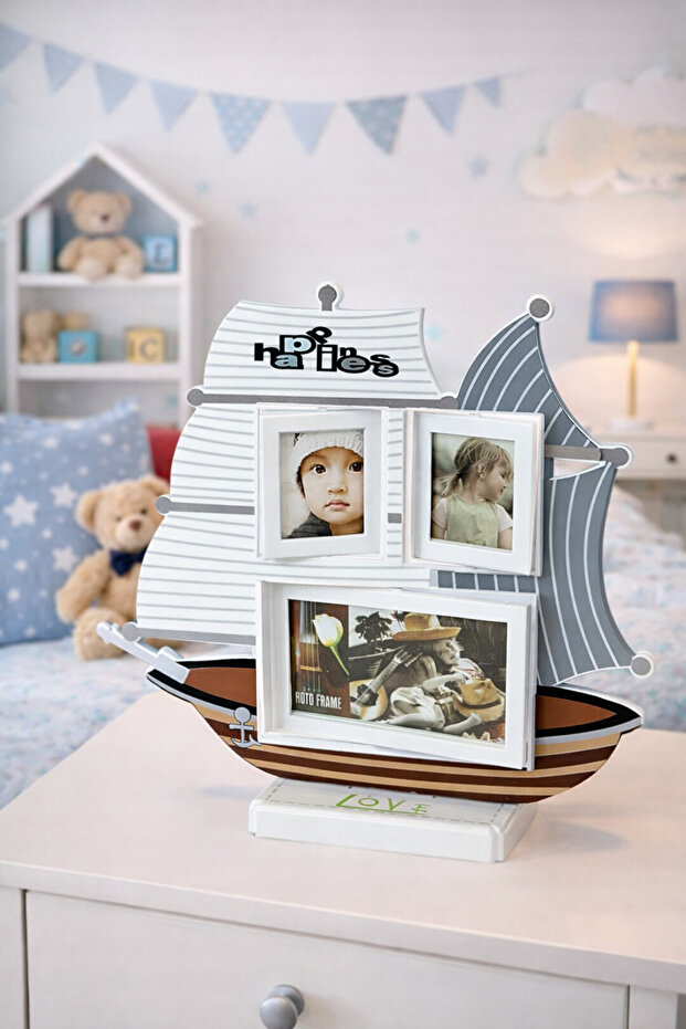 إطار صور على شكل سفينة بيضاء 7284B