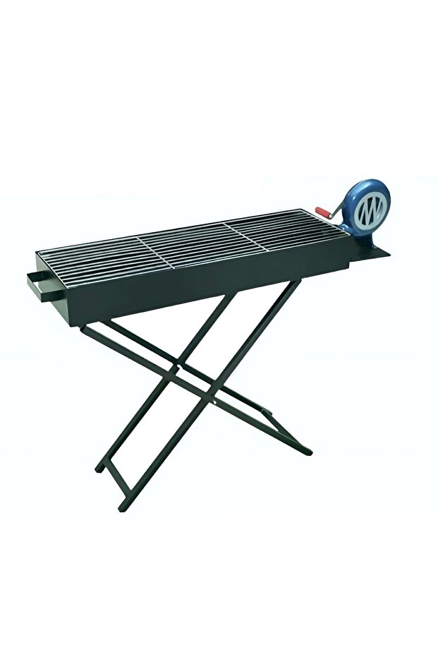 Heavy Duty Barbeque Grill with Blower Fan - BBQ Grill X Shape Stand Grill with Hand Fan Blower
