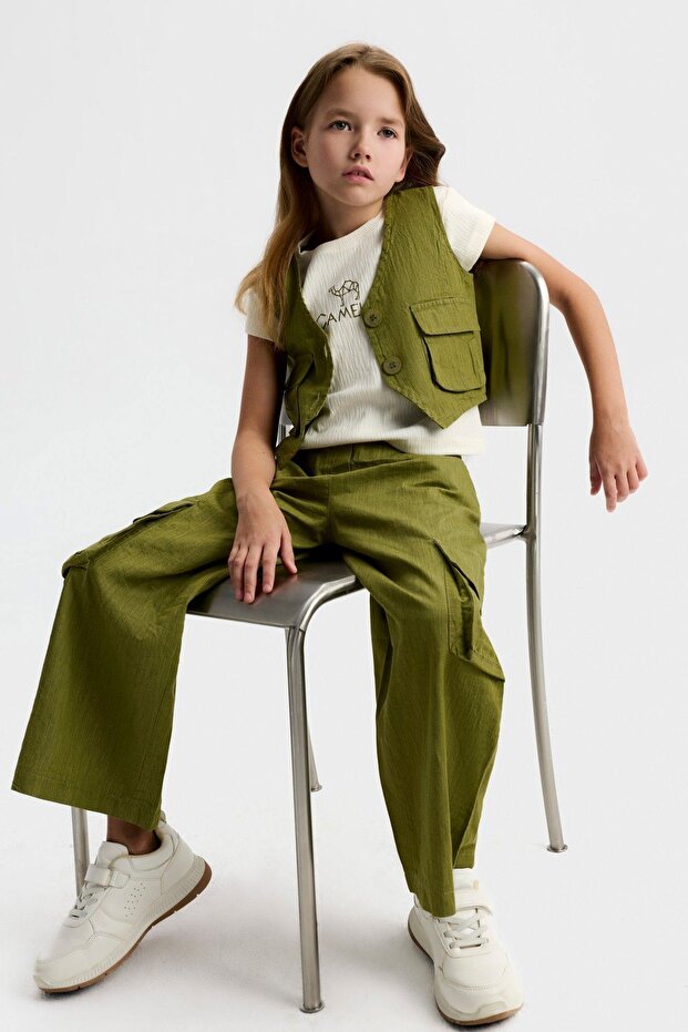 8-14 Years Cammelo Nova Girls' 3-Piece Set-Khaki