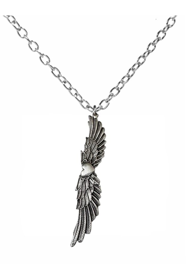 Long Wing Shaped Metal Figure Pendant – Chain Design Necklace