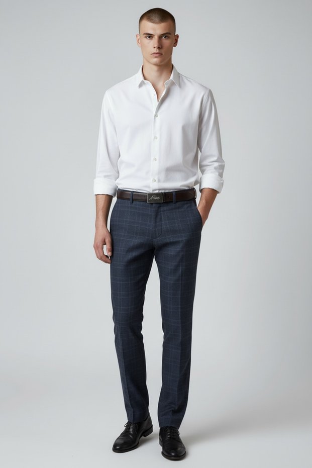 Men's Plaid Lycra Slim Fit Fabric Trousers