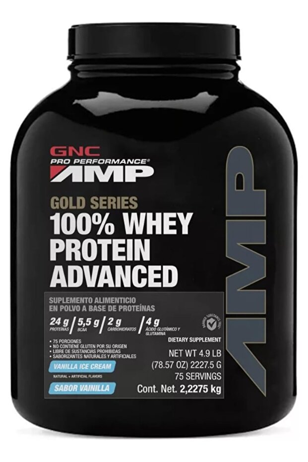 GNC PRO PERFORMANCE AMP GOLD SERIES 100% WHEY PROTEIN ADVANCED-VANILLA ICE CREAM
