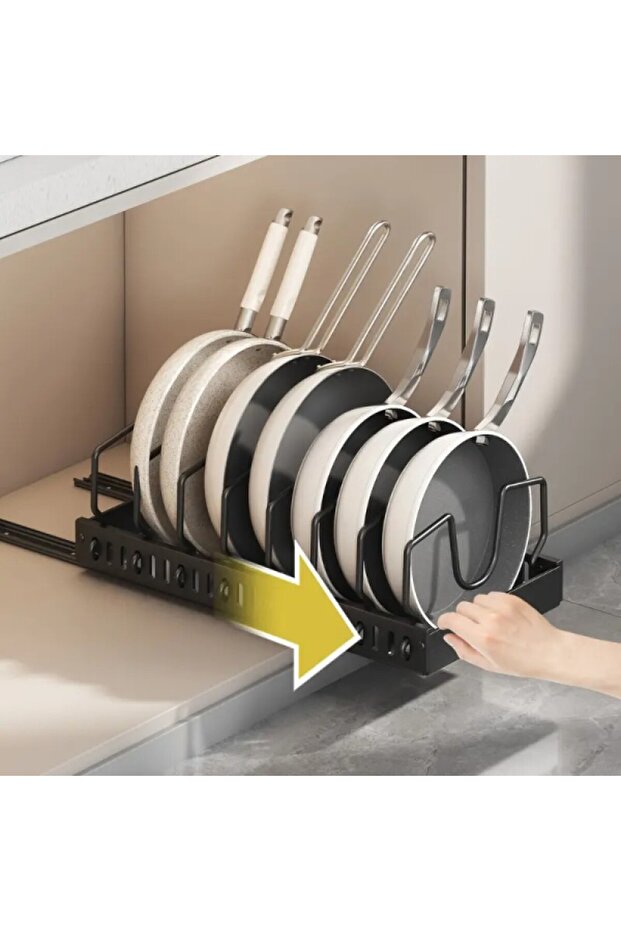Telescopic Rail Pan Pot Lid Organizer