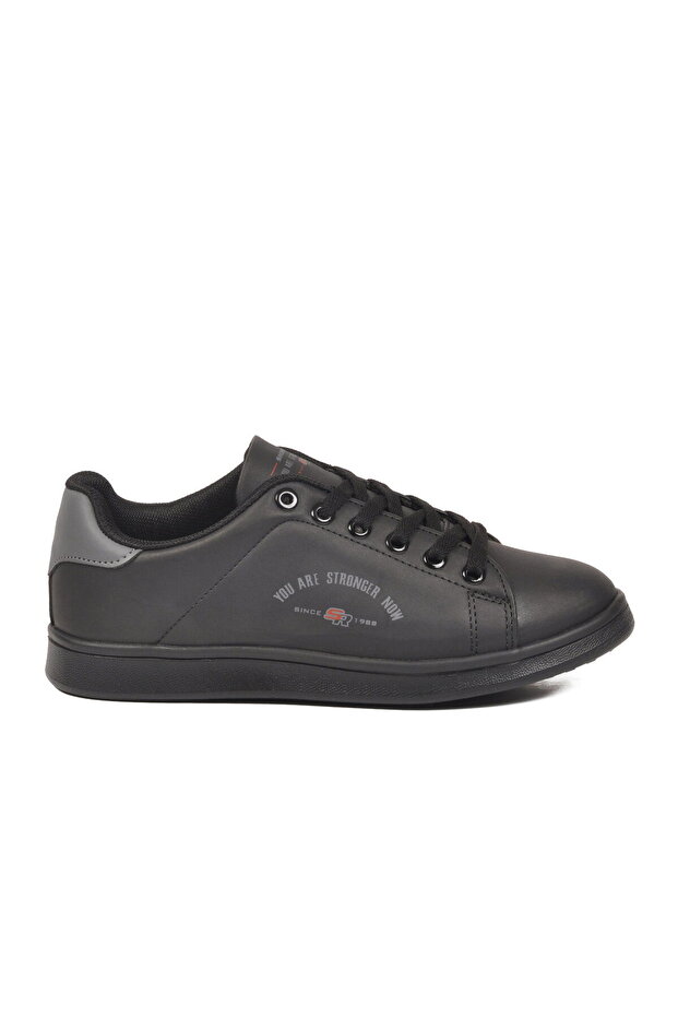 Black Smoked Leather Laced Lightweight Unisex Sports Shoes Bst-1002 g