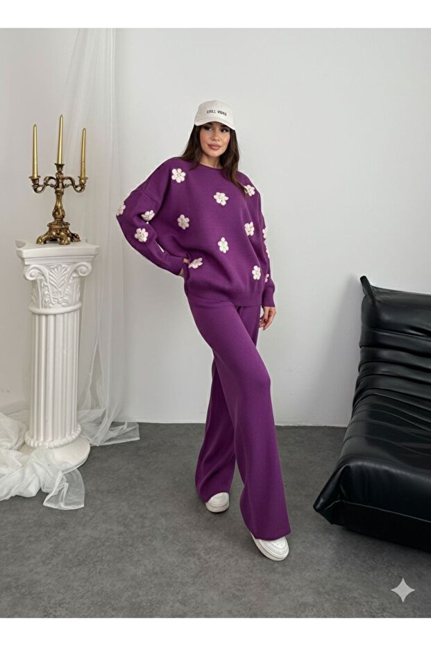 Floral Detail Knitted Set