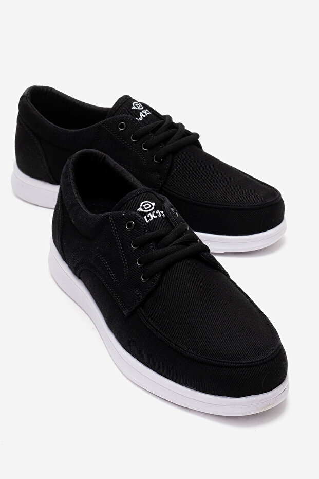 Saraçlı Linen Men's Shoes Black White