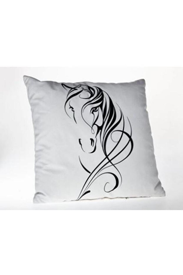 نمط غير ملون مطبوع مملوء من الداخل K وسادة 45x45 - أسود