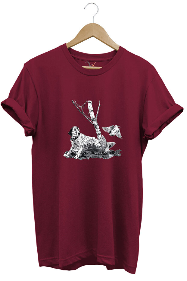 Hunting English Setter and Culluk Printed 100% Cotton Regular Fit Crew Neck T-Shirt