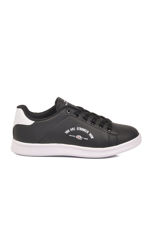 Black and White Leather Laced Lightweight Unisex Sports Shoes Bst-1002 g