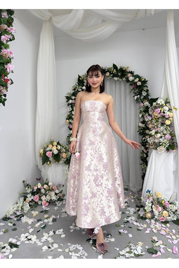 hase straplez elbise - 5