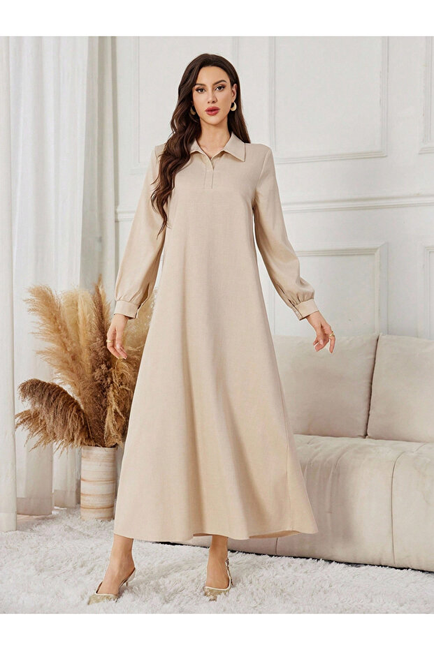 Women Beige A-Line Maxi Dress with Top Co-Ords