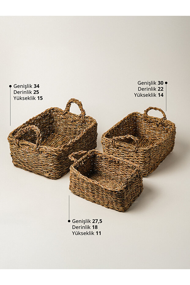 Pillar 3'lü Hasır Sepet Seti - 3
