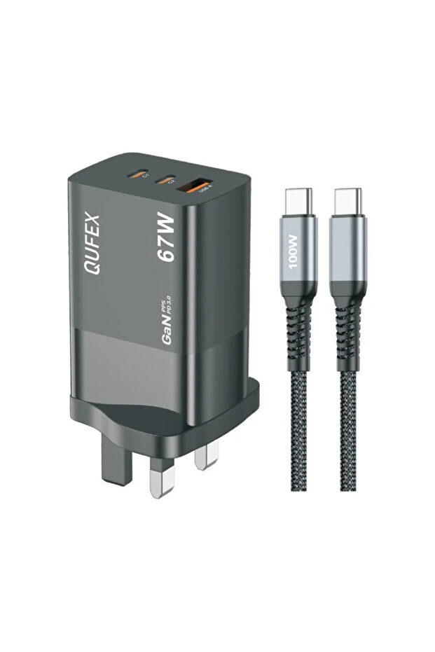شاحن حائط GaN بقوة 67 واط مع كابل شحن من نوع C - QFXHC 71