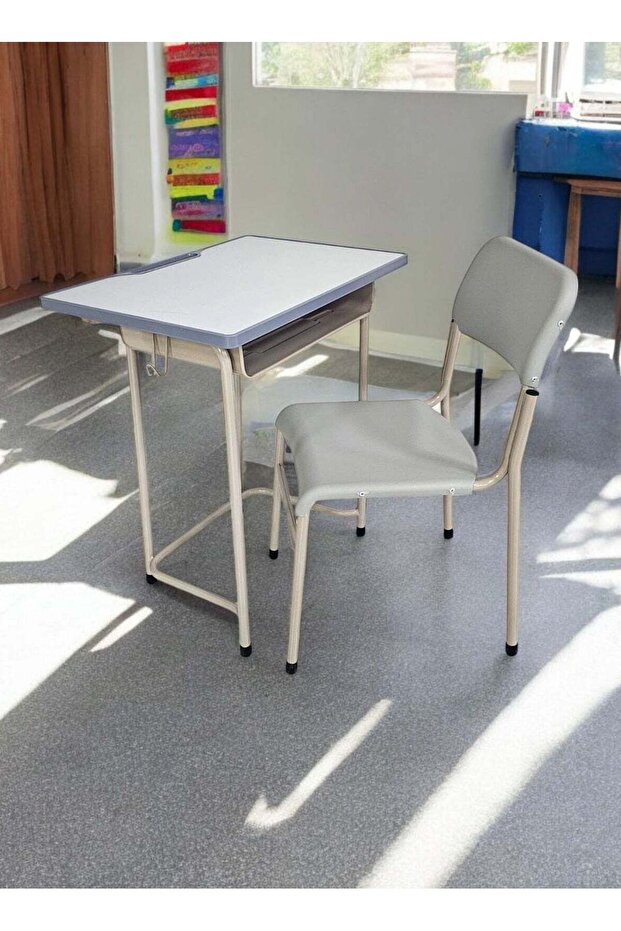 Grey Adjustable Kids Study Table and Chair Set