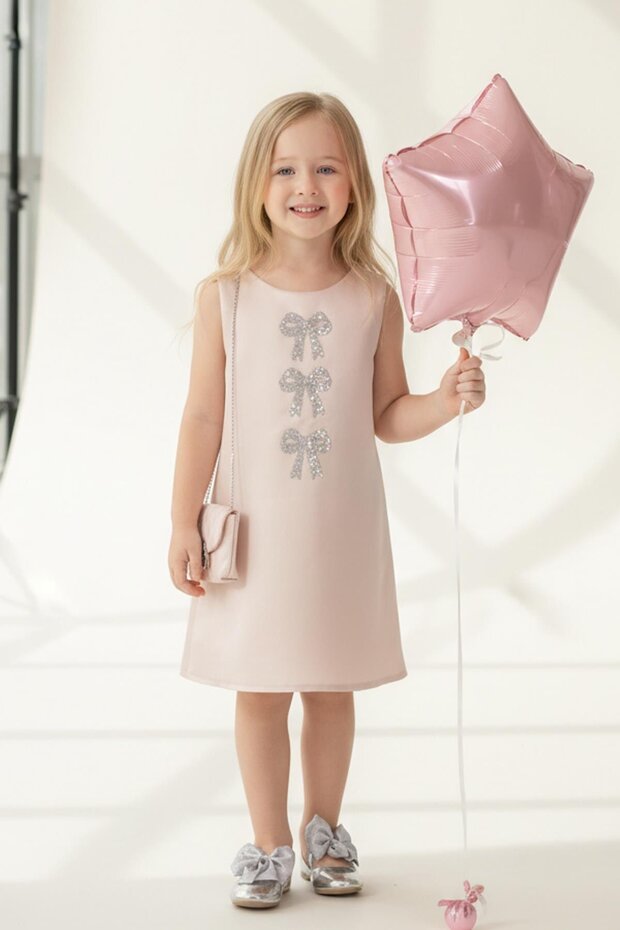 Girl's Satin Fabric Lined Dress with Bag