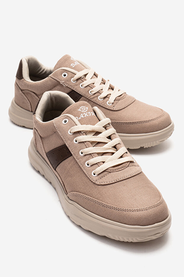 Linen Men's Shoes with Tied Straps; Beige