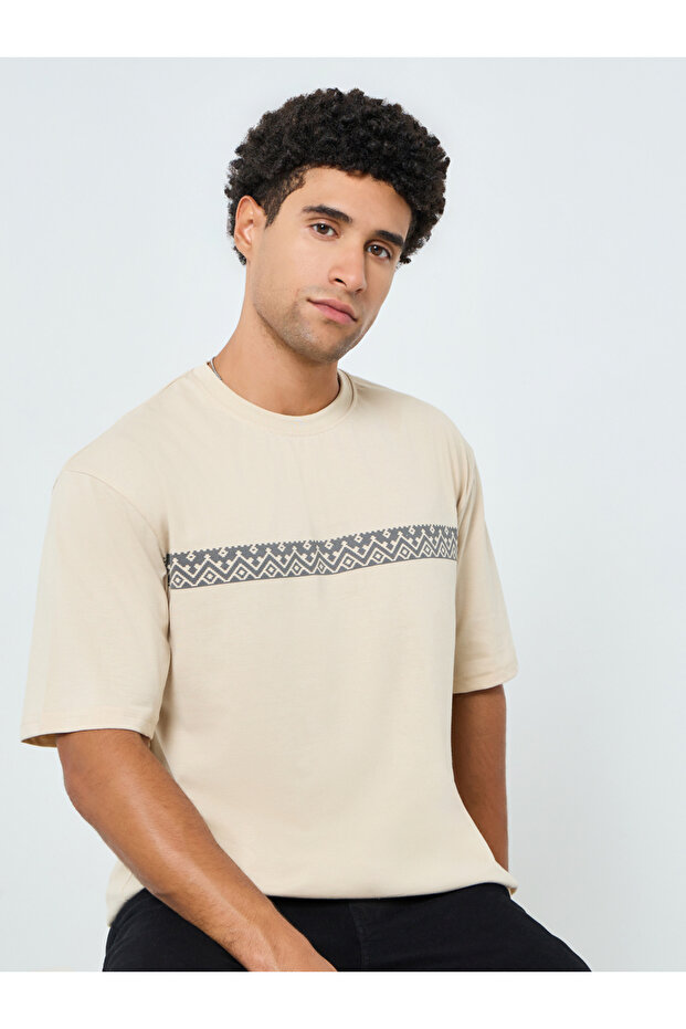 Men Oversized Stripe Printed T-Shirt
