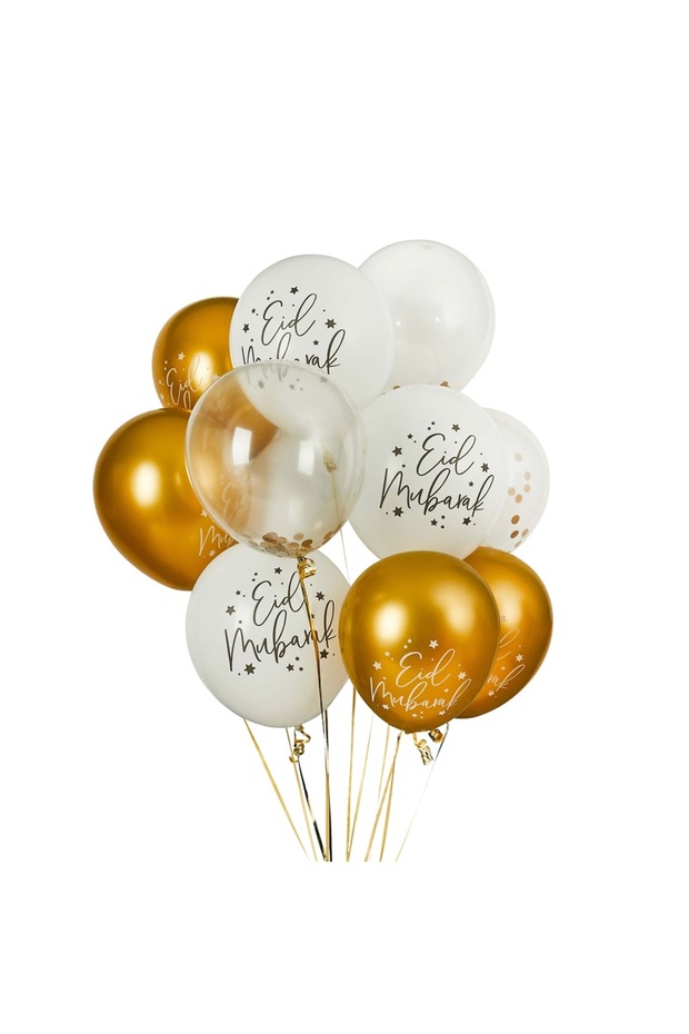 Eid Mubarak 12 Inch Latex Balloon Bundle Party Decorations Pack of 12