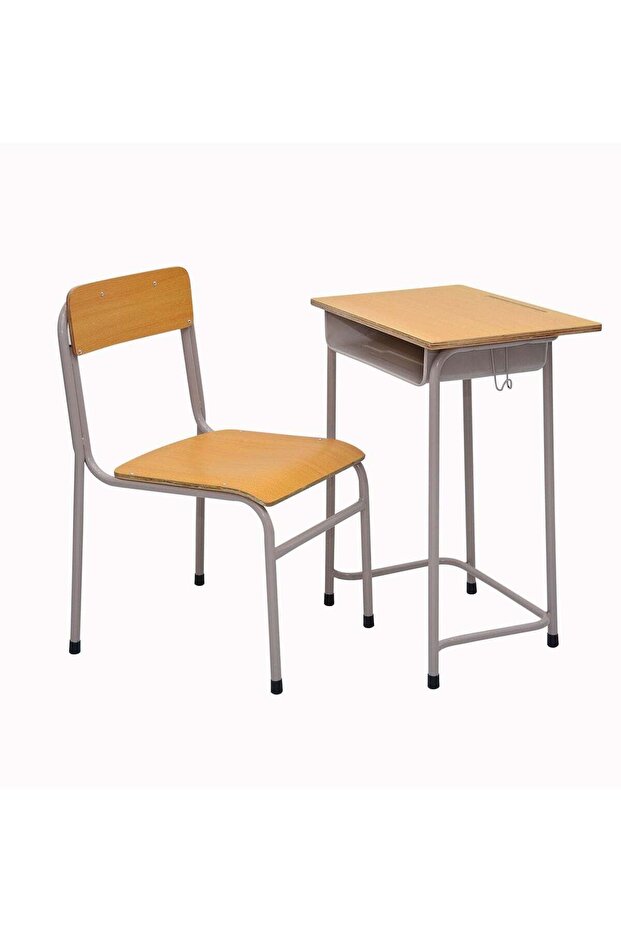 Light Wood & Grey Adjustable Kids Study Table and Chair Set