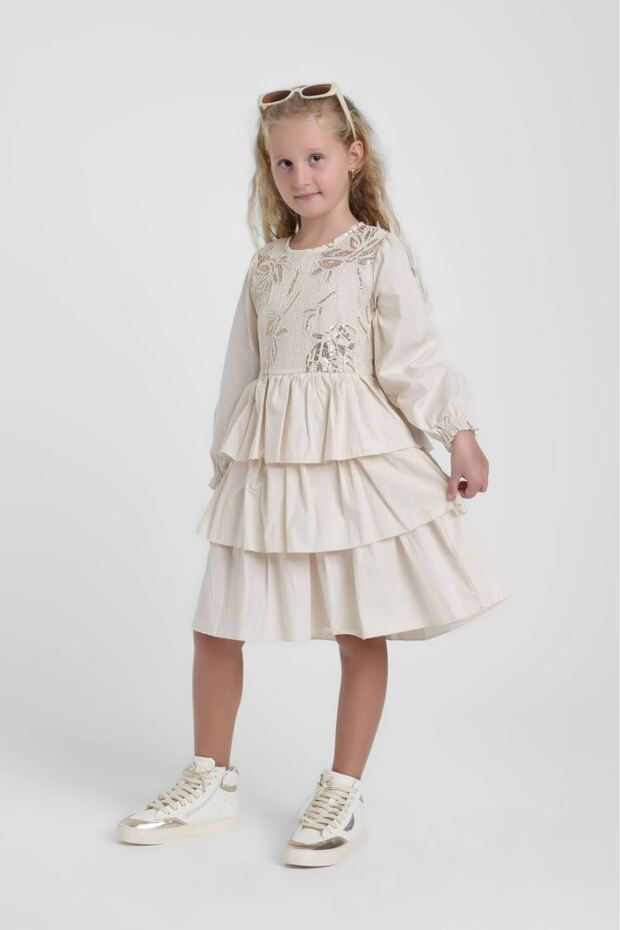 Ages 5-14 Berceste Pavlova Girls' Dress-Latte