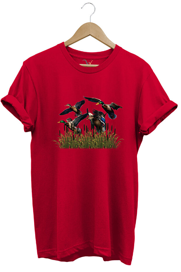 Hunting Duck Hunting Reeds Printed 100% Cotton Regular Fit Crew Neck T-Shirt