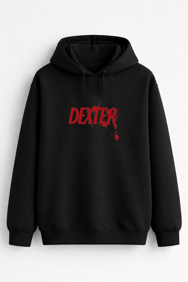 Dexter Series Printed Men's Women's Children's Hooded Black Sweatshirt