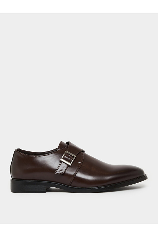 Men Brown Leather Monk Strap Formal Shoes