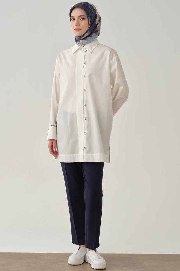 Yüksek Bel Basic Pantolon - Lacivert - 3