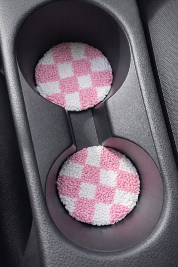 Punch embroidery car coasters / car coaster 2 piece set / coaster
