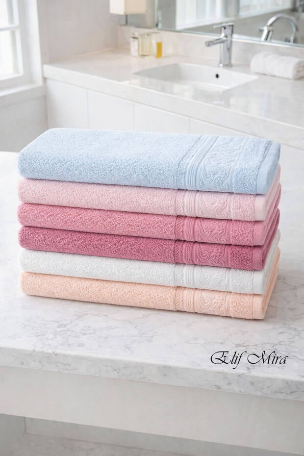 6-Piece Hand and Face Towel Set 50X90 cm Pure Cotton