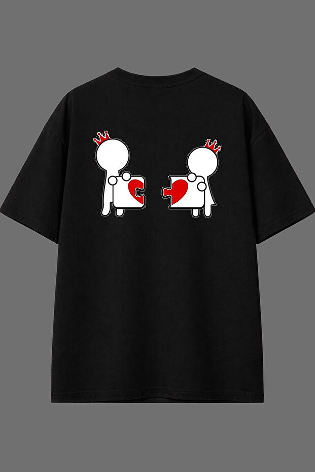 King Queen Design Back Printed Black Oversize t Shirt