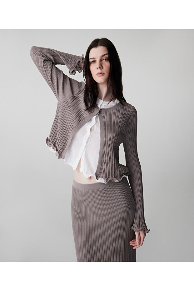 Çift parça görünüm triko hırka - 1