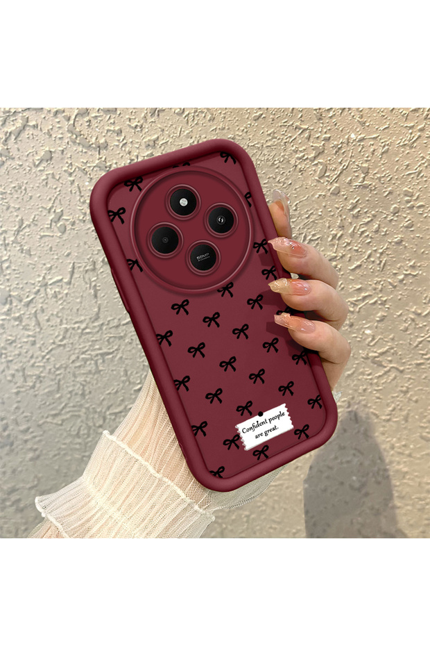 حافظة هاتف من مادة السيليكون مقاومة للصدمات بنمط فيونكة متوافقة مع هاتف Redmi A4 - 2