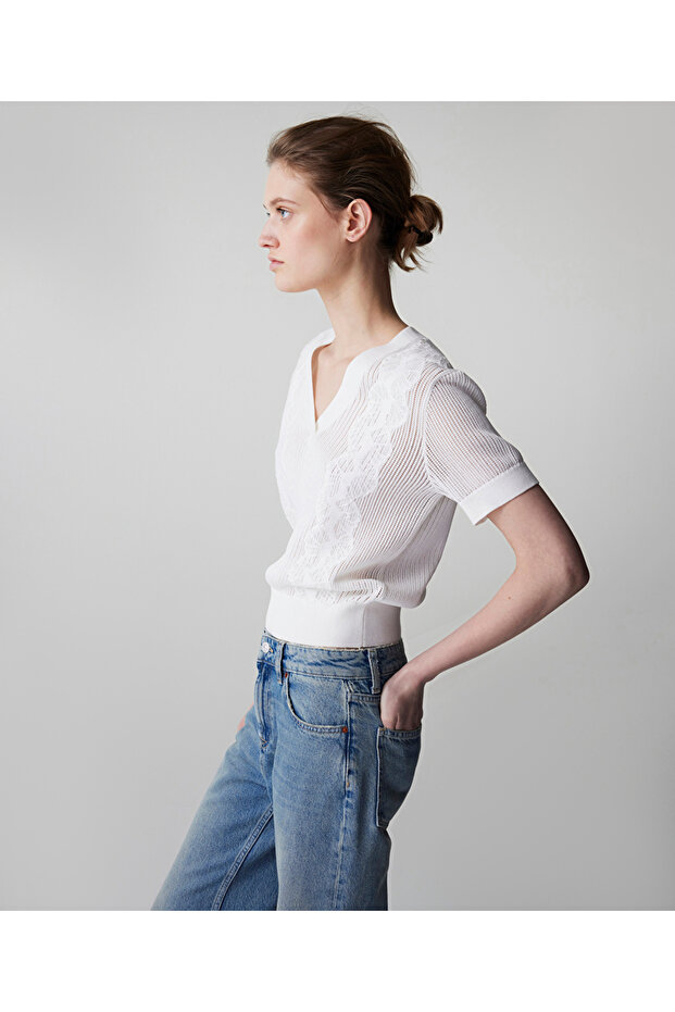 Nakışlı ajurlu triko - 2