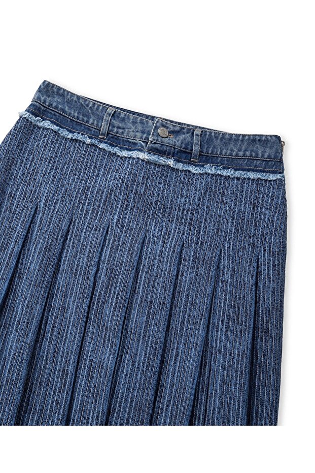 Denim mix triko etek - 4