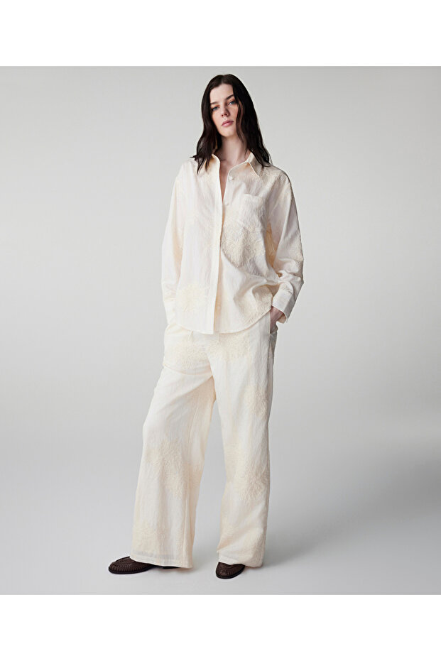 Çiçek nakışlı gömlek - 5