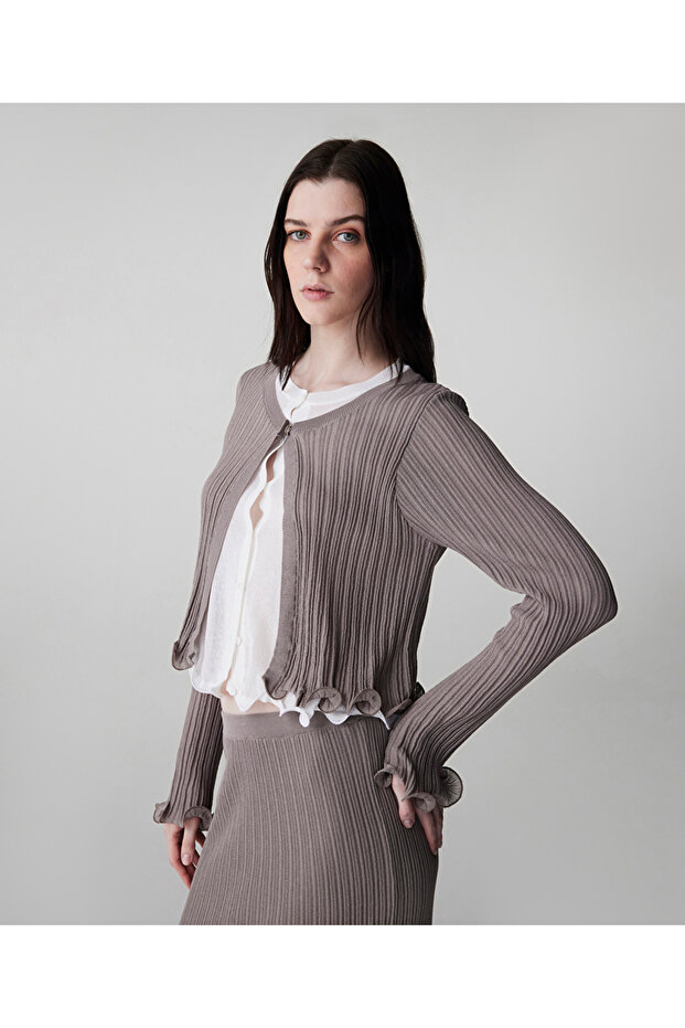 Çift parça görünüm triko hırka - 5