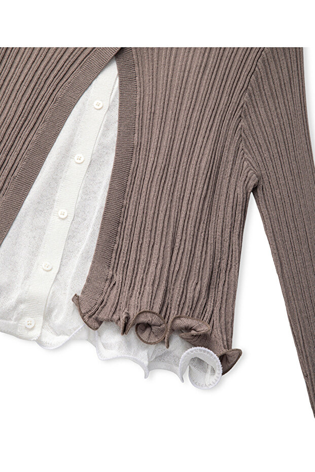 Çift parça görünüm triko hırka - 4