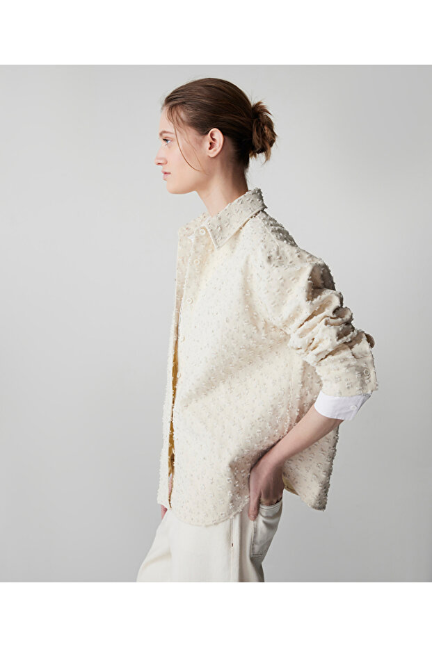 Payetli raw edge gömlek ceket - 2