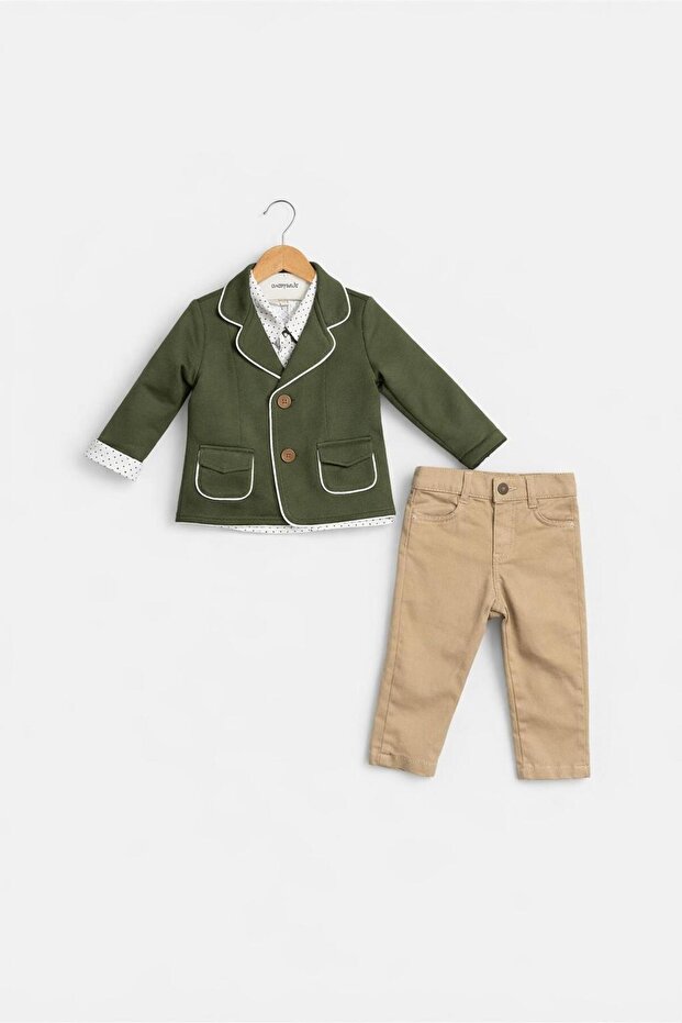 Premium Boys' 3-Piece Suit with Shirt and Detailed Jacket