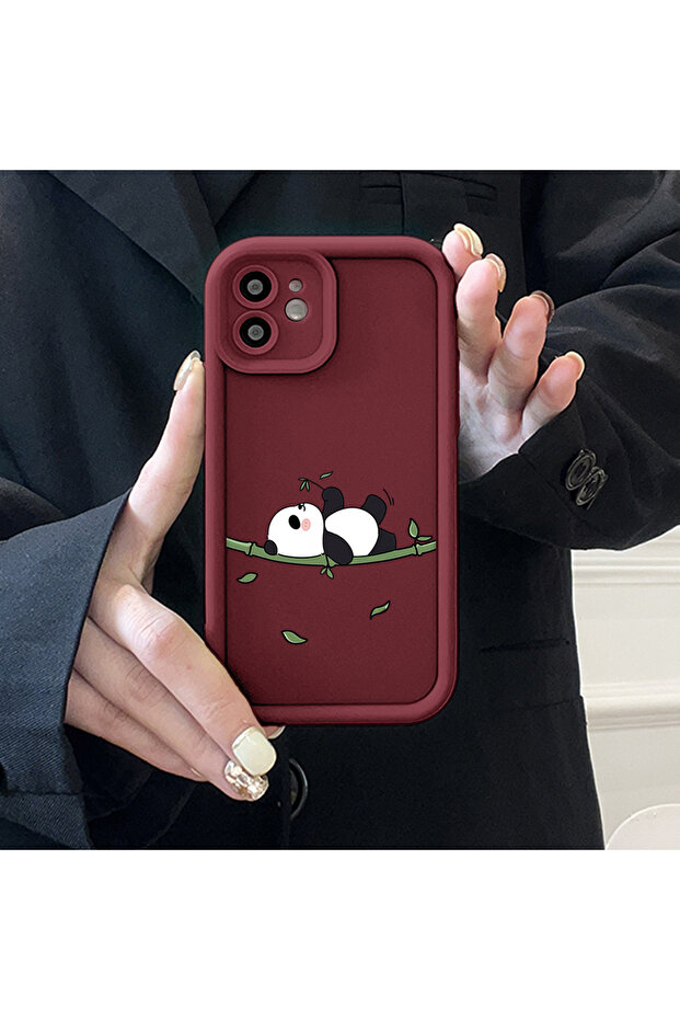 حافظة هاتف من مادة السيليكون المقاومة للصدمات بنمط الباندا متوافقة مع هاتف آيفون 15 بلس - 5